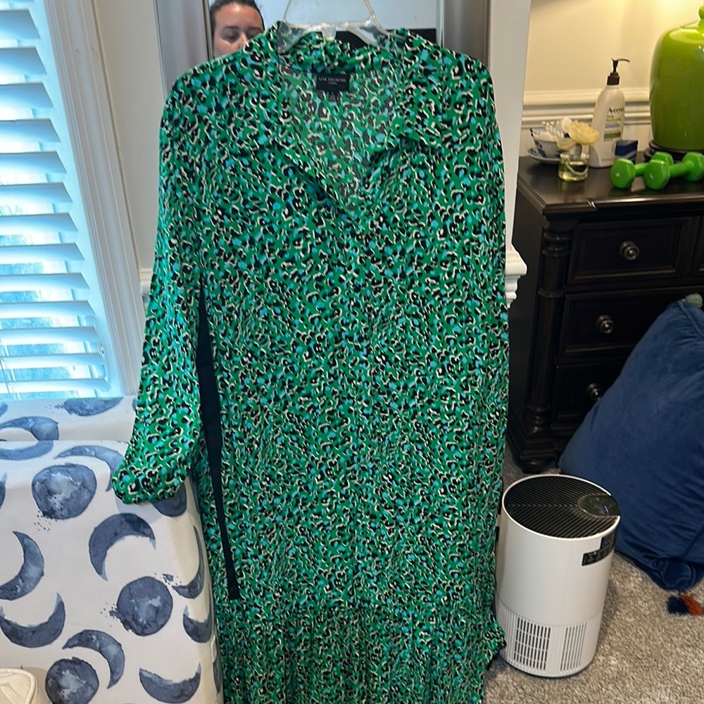 Live Unlimited London Green and Black Bishop Sleeve Sundress